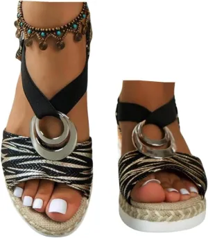 Ladmiple Summer Sandals for Women 2023 Platform Slip On Strappy Wedge Sandals Open Toe Comfy Beach High Heel Flip Flops
