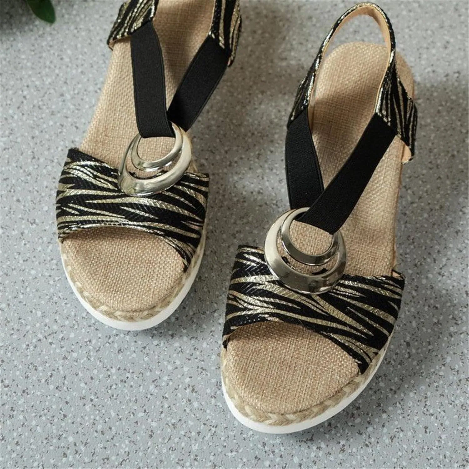 Ladmiple Summer Sandals for Women 2023 Platform Slip On Strappy Wedge Sandals Open Toe Comfy Beach High Heel Flip Flops