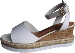 Ladmiple Summer Sandals for Women 2023 Platform Slip On Wedge Sandals Open Toe Casual Comfy Beach Party Mid Heeled Shoes