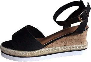Ladmiple Summer Sandals for Women 2023 Platform Slip On Wedge Sandals Open Toe Casual Comfy Beach Party Mid Heeled Shoes