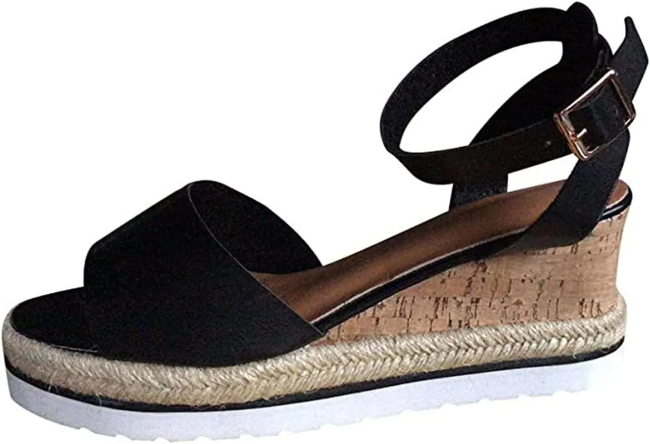 Ladmiple Summer Sandals for Women 2023 Platform Slip On Wedge Sandals Open Toe Casual Comfy Beach Party Mid Heeled Shoes