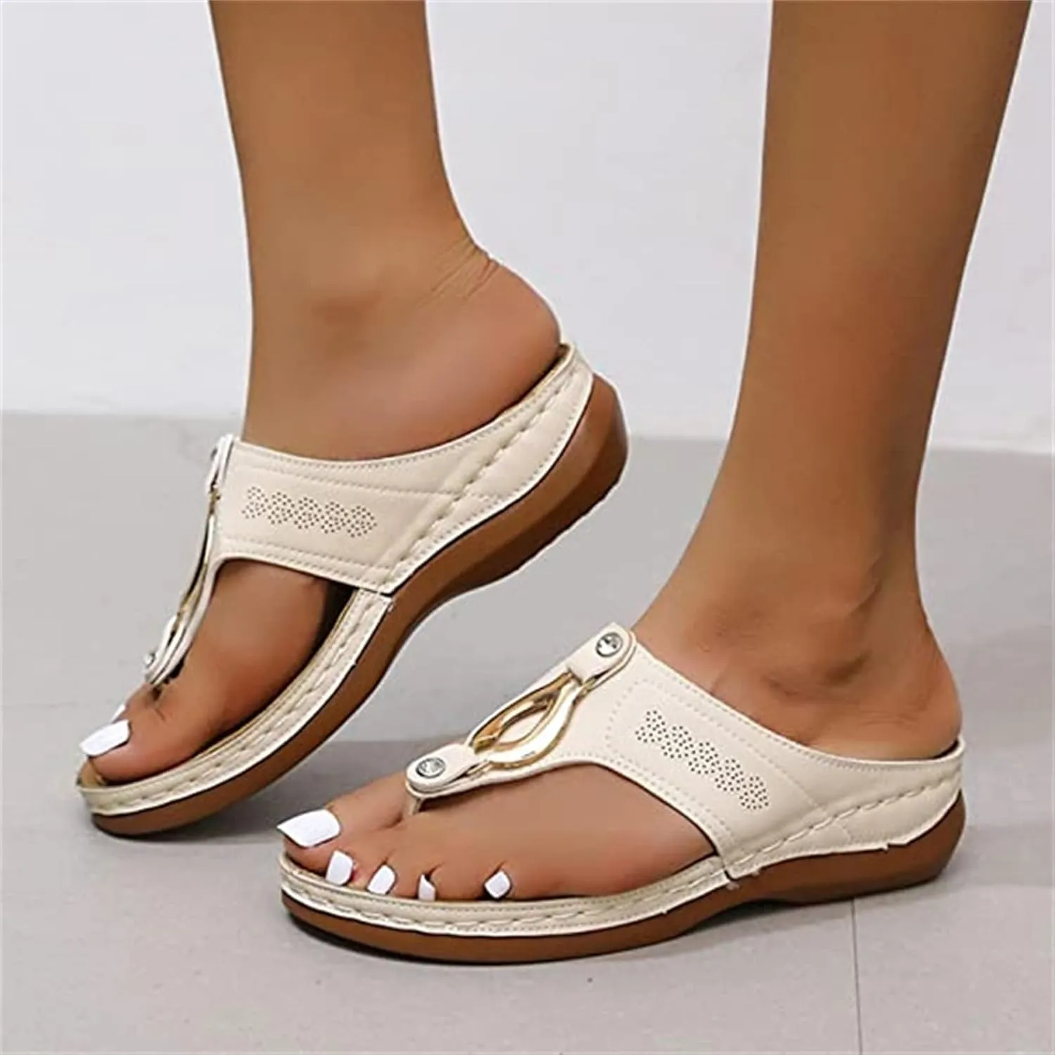 Ladmiple Summer Sandals for Women 2023 Wedge Flower Flip Flops Slides Sandal Breathable Open Toe Comfy Orthopedic Sandal