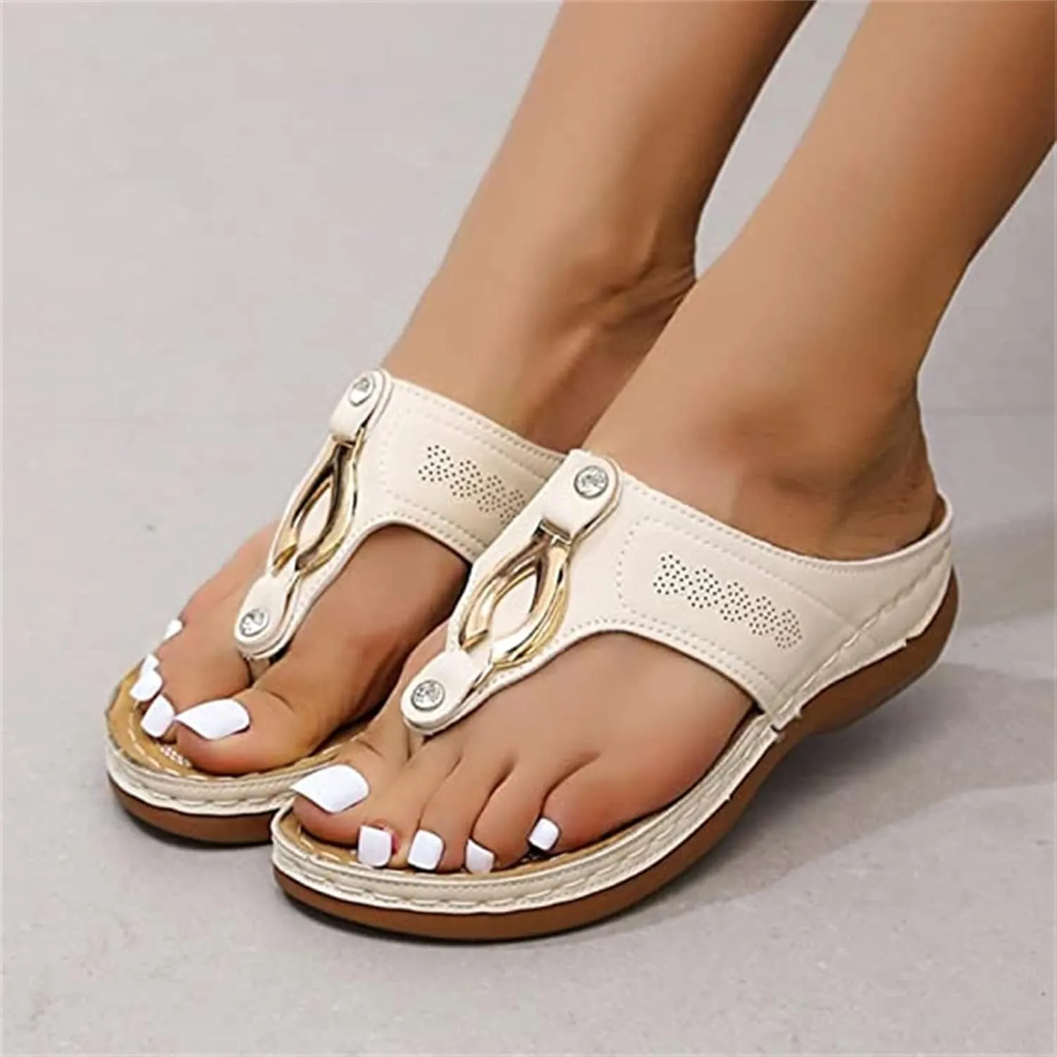 Ladmiple Summer Sandals for Women 2023 Wedge Flower Flip Flops Slides Sandal Breathable Open Toe Comfy Orthopedic Sandal