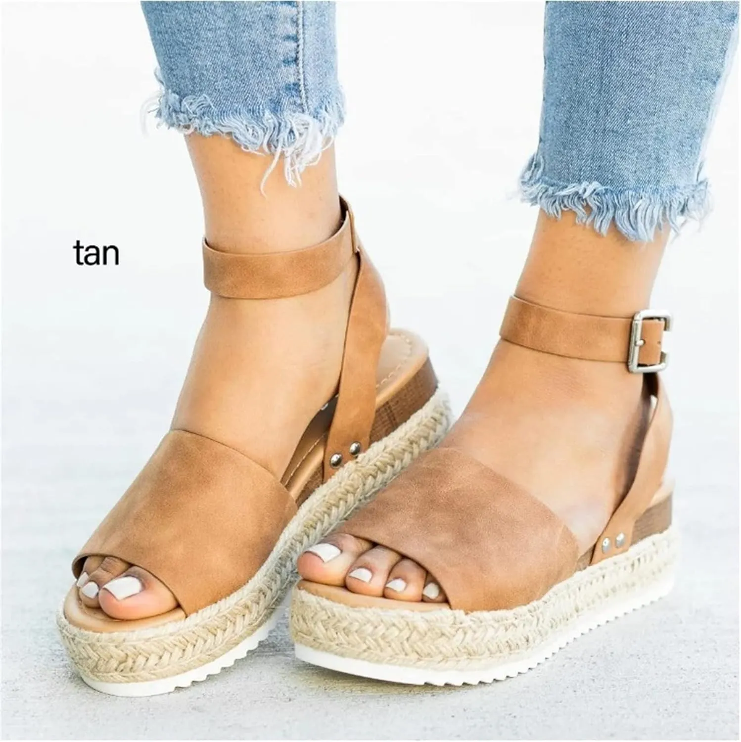 Ladmiple Wedge Sandals for Women Dressy 2023 Comfy Slip On Sandal Summer Casual Beach Shoes Open Toe Espadrille Platform