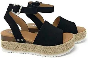 Ladmiple Wedge Sandals for Women Dressy Slip-On High Heel Sandal Summer Casual Beach Shoes Open Toe Espadrilles Platform