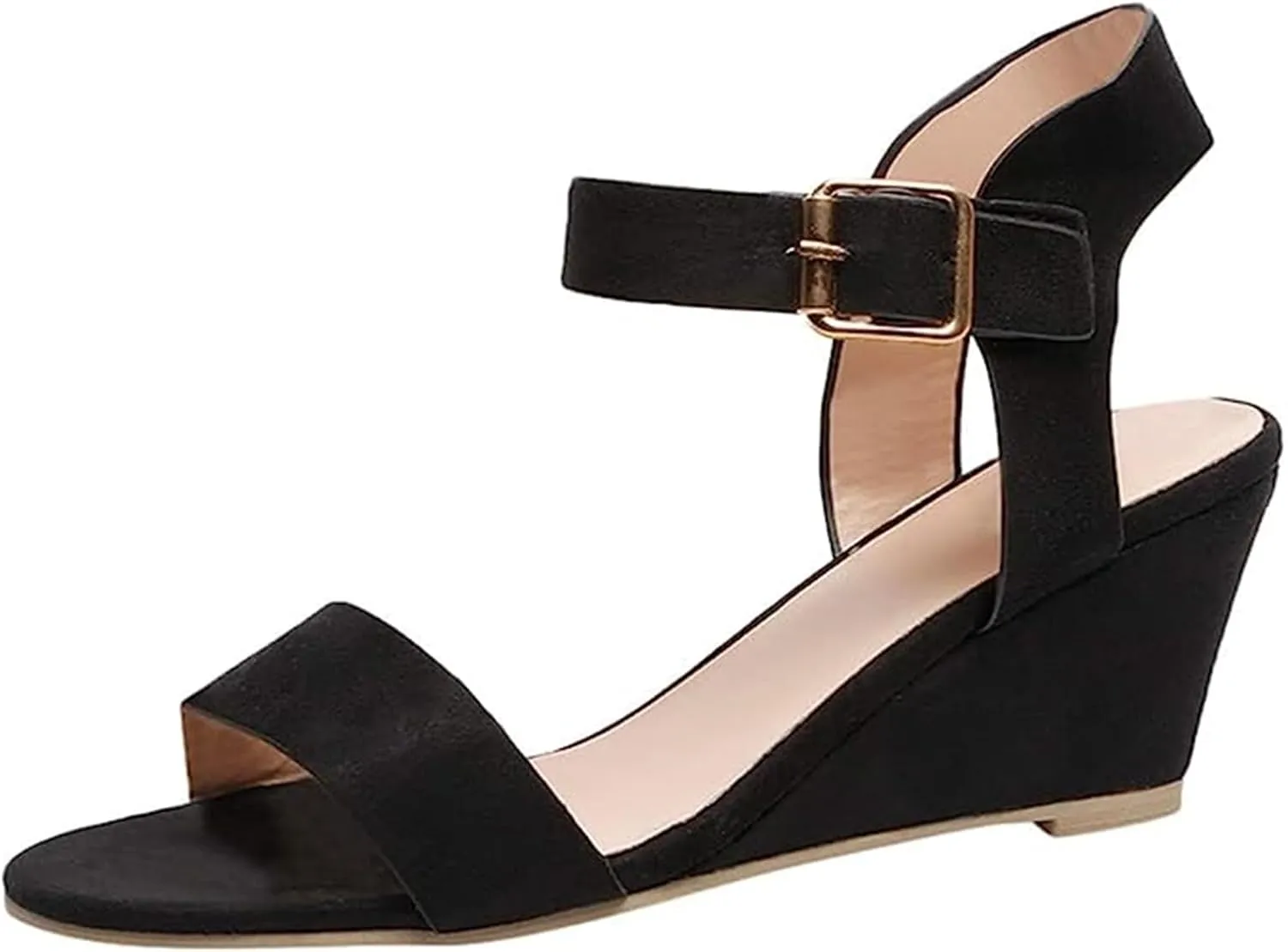 Ladmiple Wedge Sandals for Women Dressy Slip-On Low Heel Sandal Summer Casual Beach Shoes Open Toe Espadrilles Platform