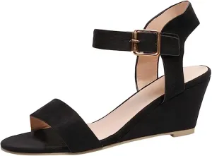 Ladmiple Wedge Sandals for Women Dressy Slip-On Low Heel Sandal Summer Casual Beach Shoes Open Toe Espadrilles Platform