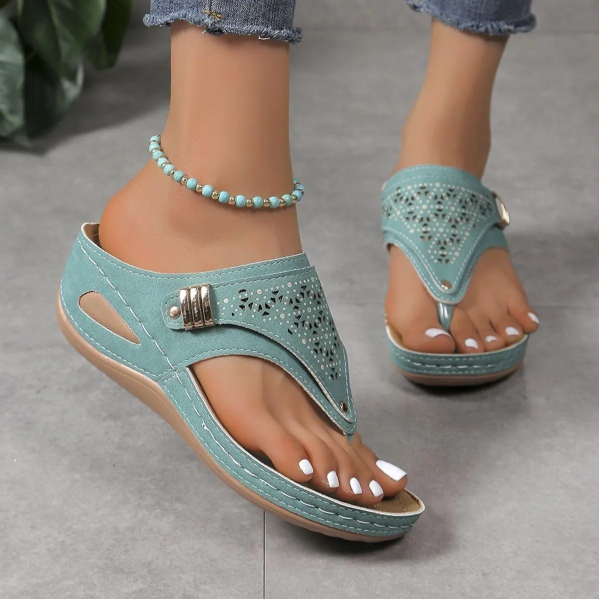 Ladmiple Womens Sandals Comfortable Dressy Arch Support Orthopedic Thong Flip Flops Soft Summer Beach Shoes Orthotic Slides