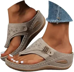 Ladmiple Womens Sandals Comfortable Dressy Arch Support Orthopedic Thong Flip Flops Soft Summer Beach Shoes Orthotic Slides