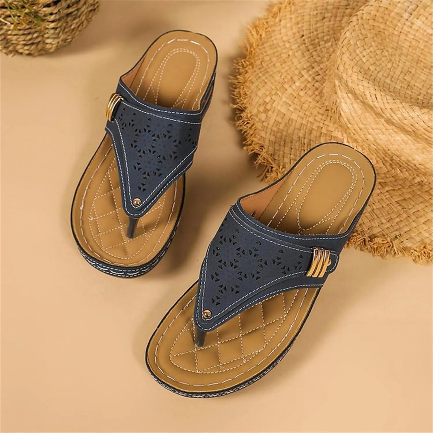 Ladmiple Womens Sandals Comfortable Dressy Arch Support Orthopedic Thong Flip Flops Soft Summer Beach Shoes Orthotic Slides