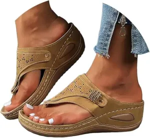 Ladmiple Womens Sandals Comfortable Dressy Arch Support Orthotic Slippers Open Toe Slides Summer Orthopedic Thong Flip Flops