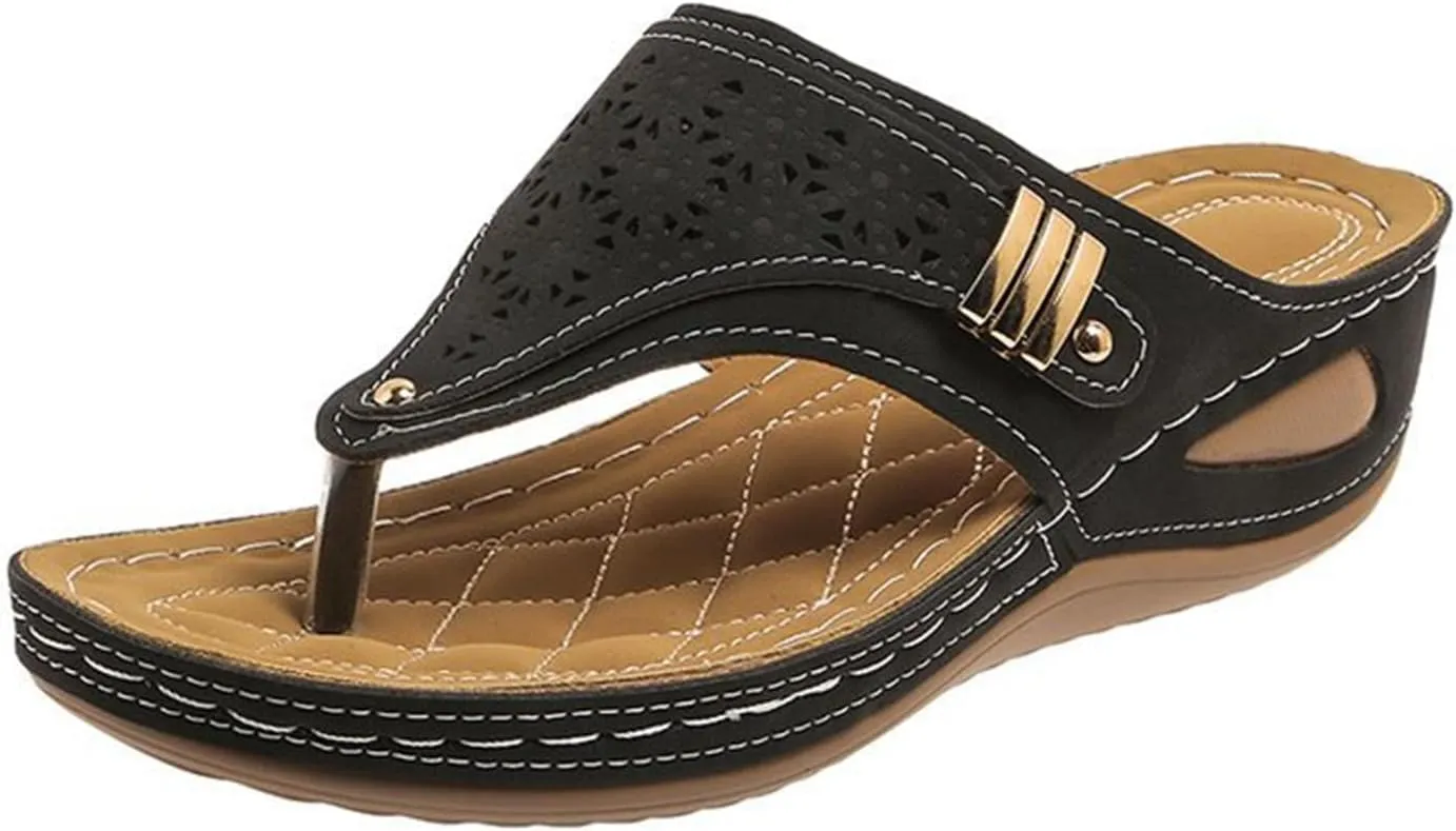 Ladmiple Womens Sandals Comfortable Dressy Arch Support Orthotic Slippers Open Toe Slides Summer Orthopedic Thong Flip Flops