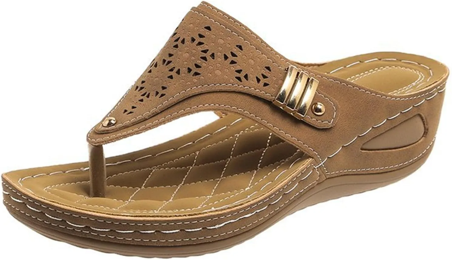 Ladmiple Womens Sandals Comfortable Dressy Arch Support Orthotic Slippers Open Toe Slides Summer Orthopedic Thong Flip Flops