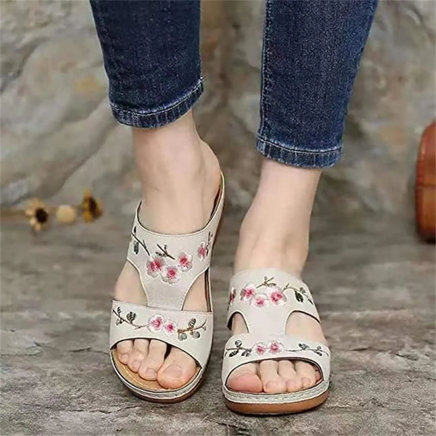 Lausiuoe Sandals Women Comfortable Dressy Wedge Orthopedic Slippers Orthotic Flip Flops with Arch Support for Flat Feet