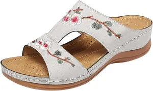 Lausiuoe Sandals Women Comfortable Dressy Wedge Orthopedic Slippers Orthotic Flip Flops with Arch Support for Flat Feet