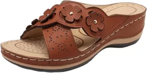 Lausiuoe Sandals Women Comfortable Dressy Wedge Orthopedic Slippers Orthotic Flip Flops with Arch Support for Flat Feet