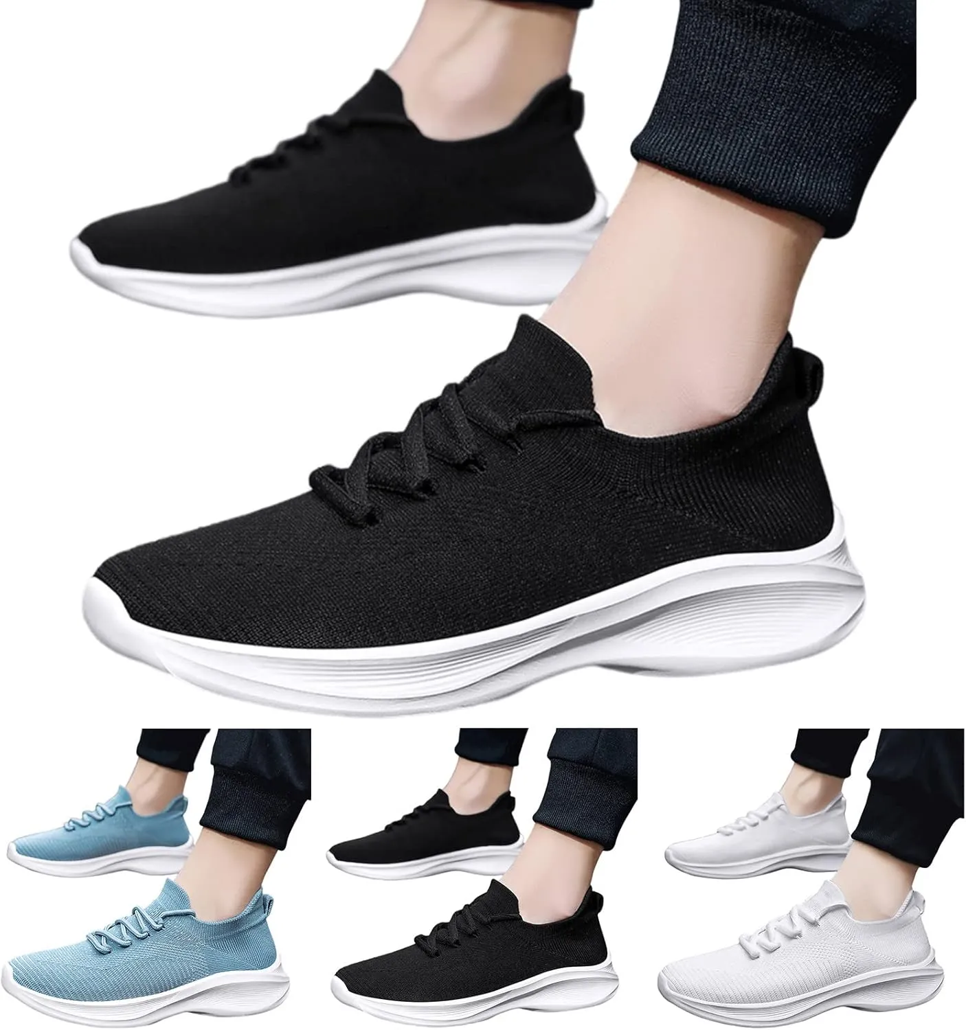 Lightweight Arch Support Sneakers for Men Comfortable Breathable Lightweight Tennis Shoe Casual Stretch Sneaker