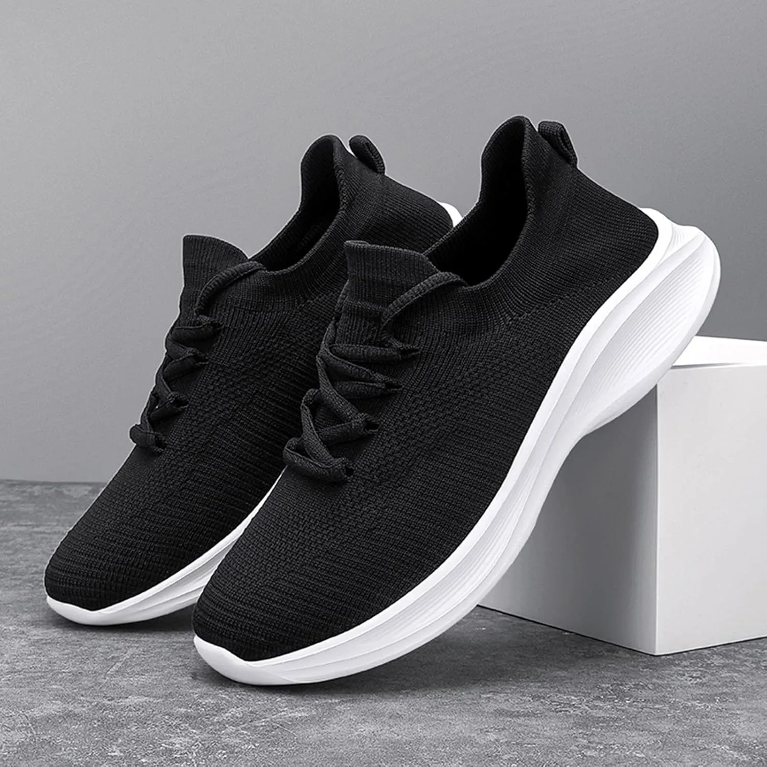 Lightweight Arch Support Sneakers for Men Comfortable Breathable Lightweight Tennis Shoe Casual Stretch Sneaker