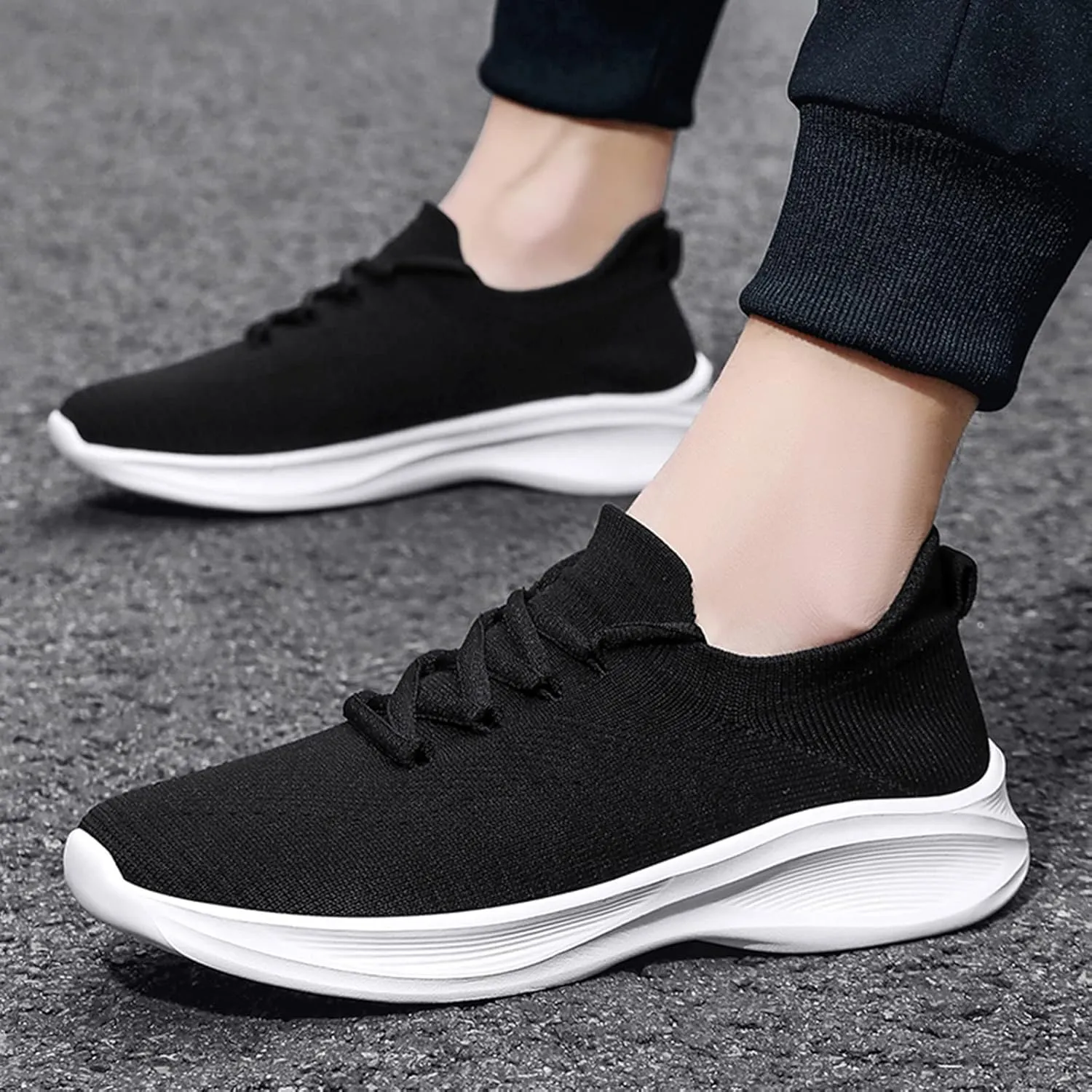 Lightweight Arch Support Sneakers for Men Comfortable Breathable Lightweight Tennis Shoe Casual Stretch Sneaker