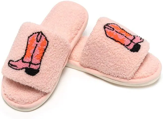 Living Royal Slide Slippers, Novelty Cozy Non-Slip Rubber Sole, Soft 100% Polyester, Funny Fuzzy Design