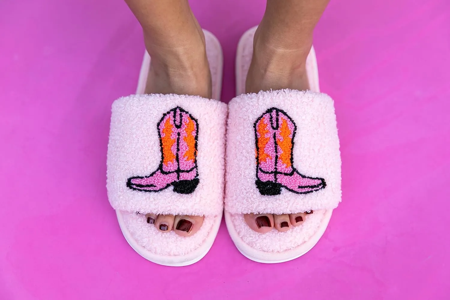 Living Royal Slide Slippers, Novelty Cozy Non-Slip Rubber Sole, Soft 100% Polyester, Funny Fuzzy Design