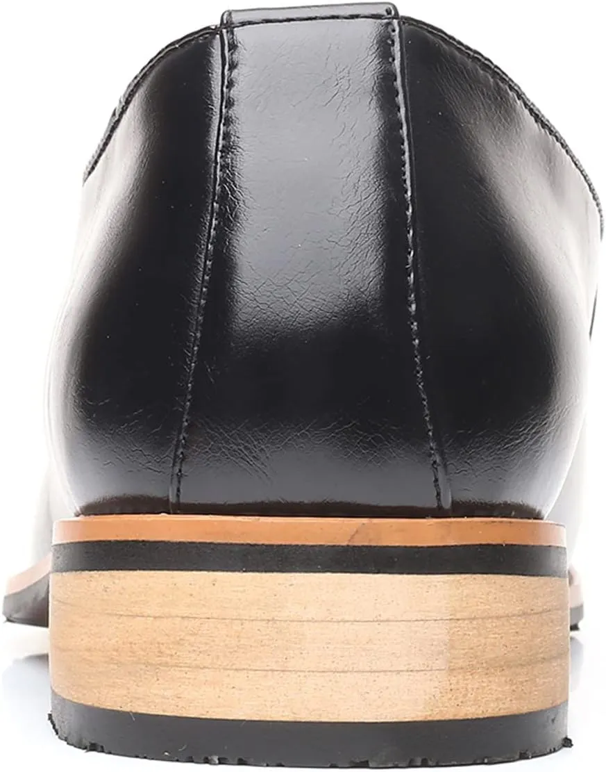 Men's Fashion High Top Leather Street Sneakers Sports Casual Shoes Fashion Style Men's Breathable Tassel Comfortable Business Slip On Work Leisure Solid Mens Ballet Shoes Leather (Black, 11.5)