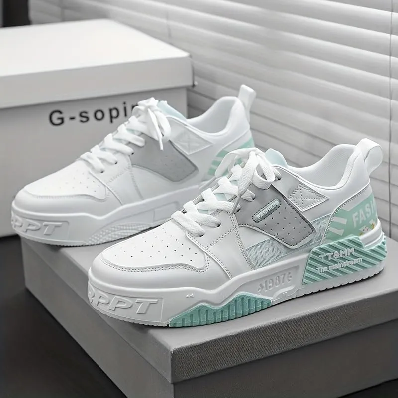 Men's Fashion Low Top Lace Up Comfortable Stylish Casual Walking Skateboard Shoes, Men's Street Sneakers