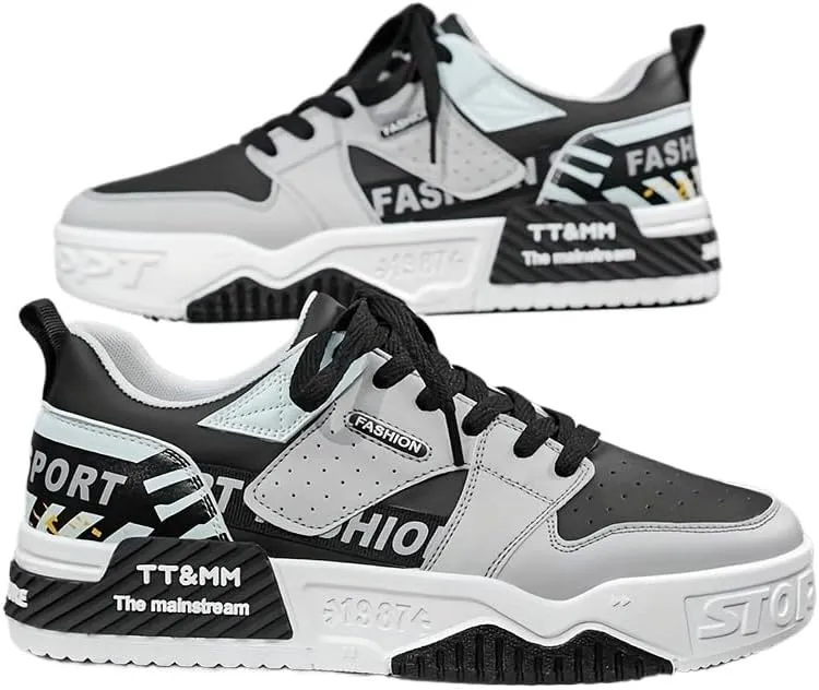 Men's Fashion Low Top Lace Up Comfortable Stylish Casual Walking Skateboard Shoes, Men's Street Sneakers