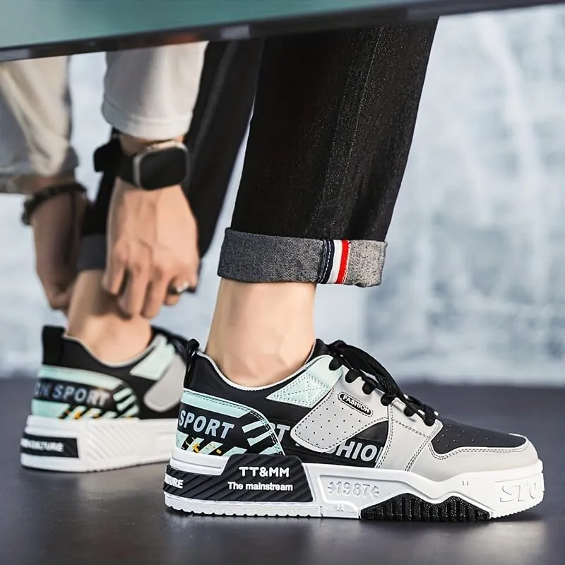 Men's Fashion Low Top Lace Up Comfortable Stylish Casual Walking Skateboard Shoes, Men's Street Sneakers