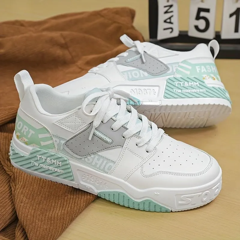 Men's Fashion Low Top Lace Up Comfortable Stylish Casual Walking Skateboard Shoes, Men's Street Sneakers
