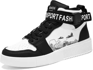 Men's Fashion Sneakers High Top Skate Shoes Stylish Street Sneakers Casual Walking Shoes
