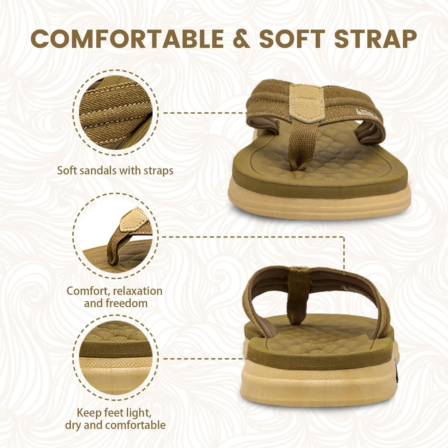 Men's Flip Flops Summer Beach Soft Comfort Thong Sandals Open-Toe Shoes Outdoor Water Resistant Lightweight Sandals