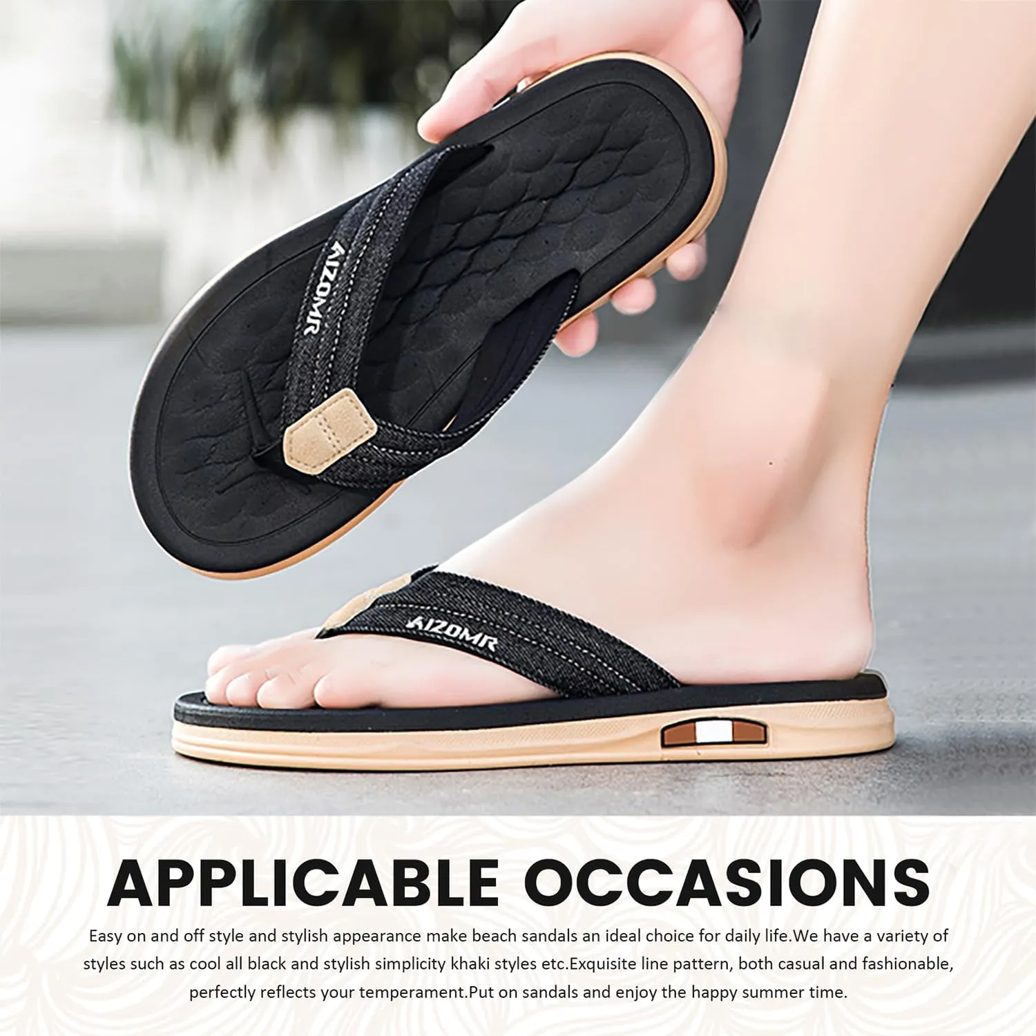 Men's Flip Flops Summer Beach Soft Comfort Thong Sandals Open-Toe Shoes Outdoor Water Resistant Lightweight Sandals