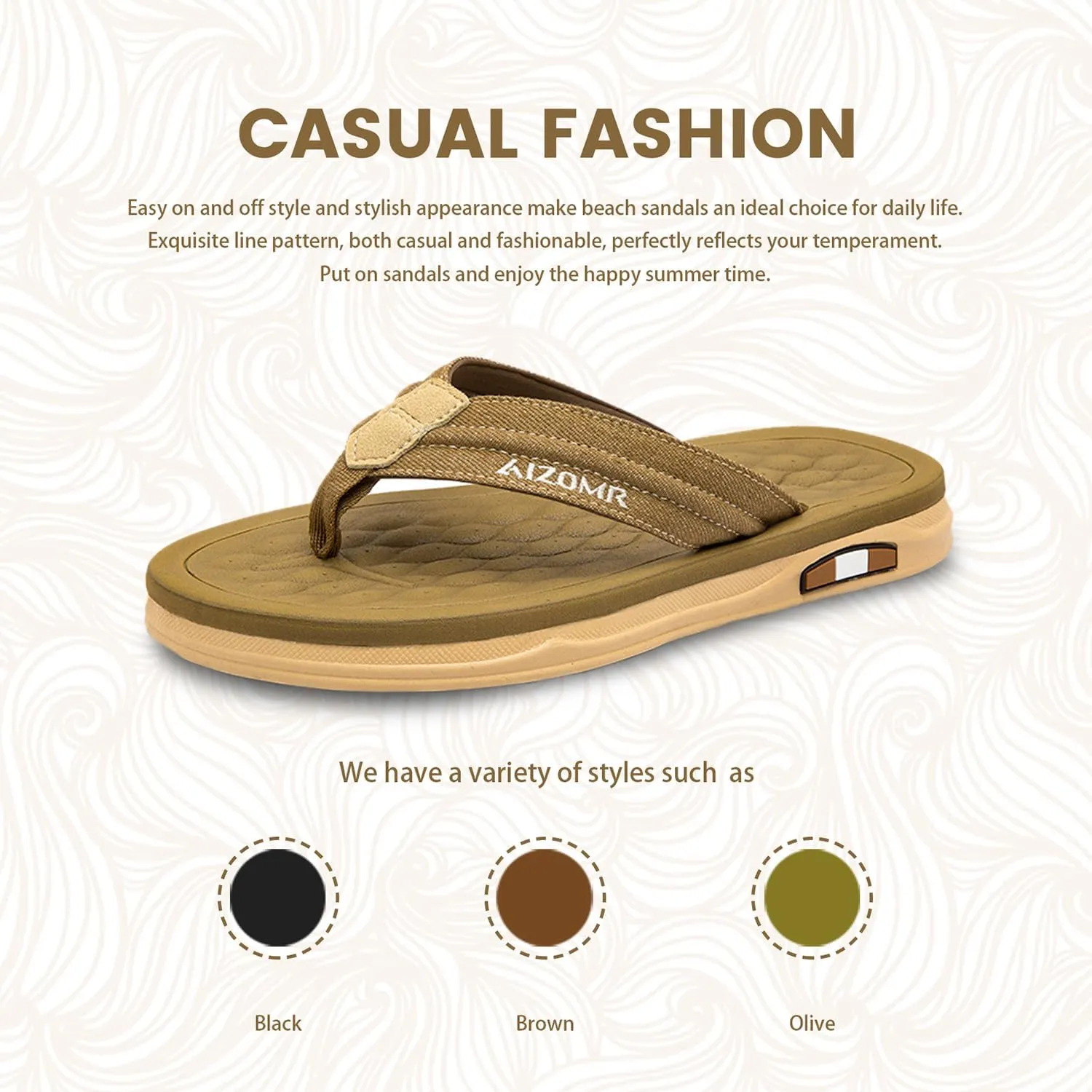 Men's Flip Flops Summer Beach Soft Comfort Thong Sandals Open-Toe Shoes Outdoor Water Resistant Lightweight Sandals