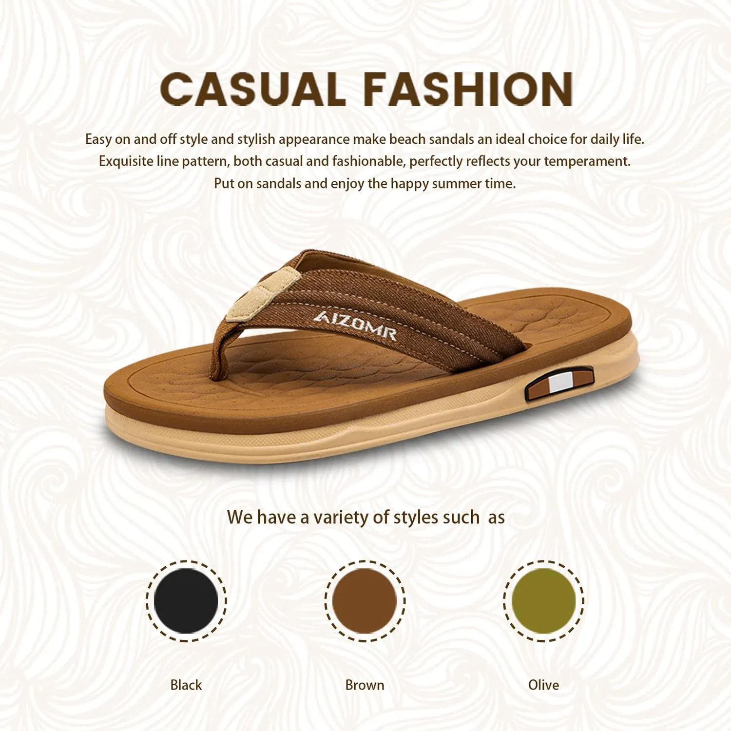 Men's Flip Flops Summer Beach Soft Comfort Thong Sandals Open-Toe Shoes Outdoor Water Resistant Lightweight Sandals