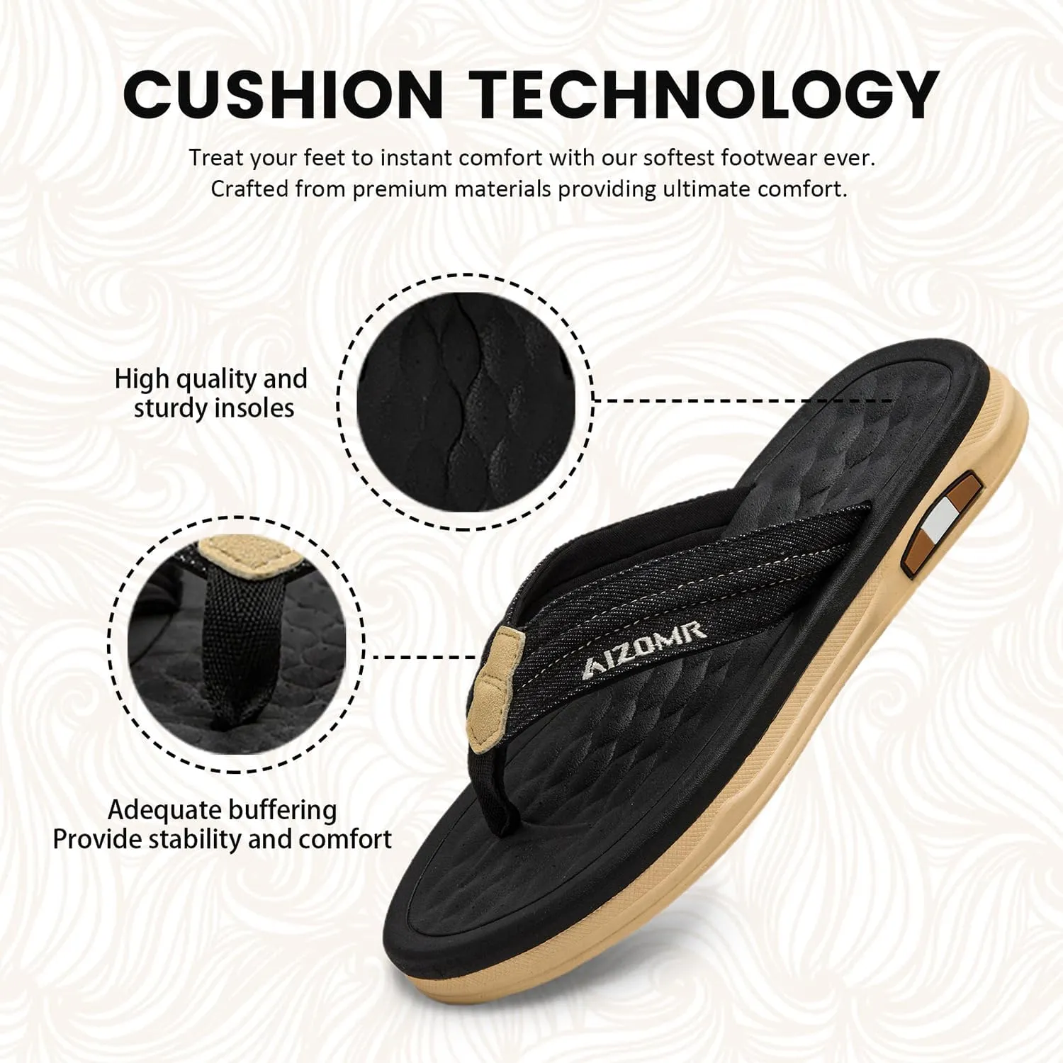 Men's Flip Flops Summer Beach Soft Comfort Thong Sandals Open-Toe Shoes Outdoor Water Resistant Lightweight Sandals