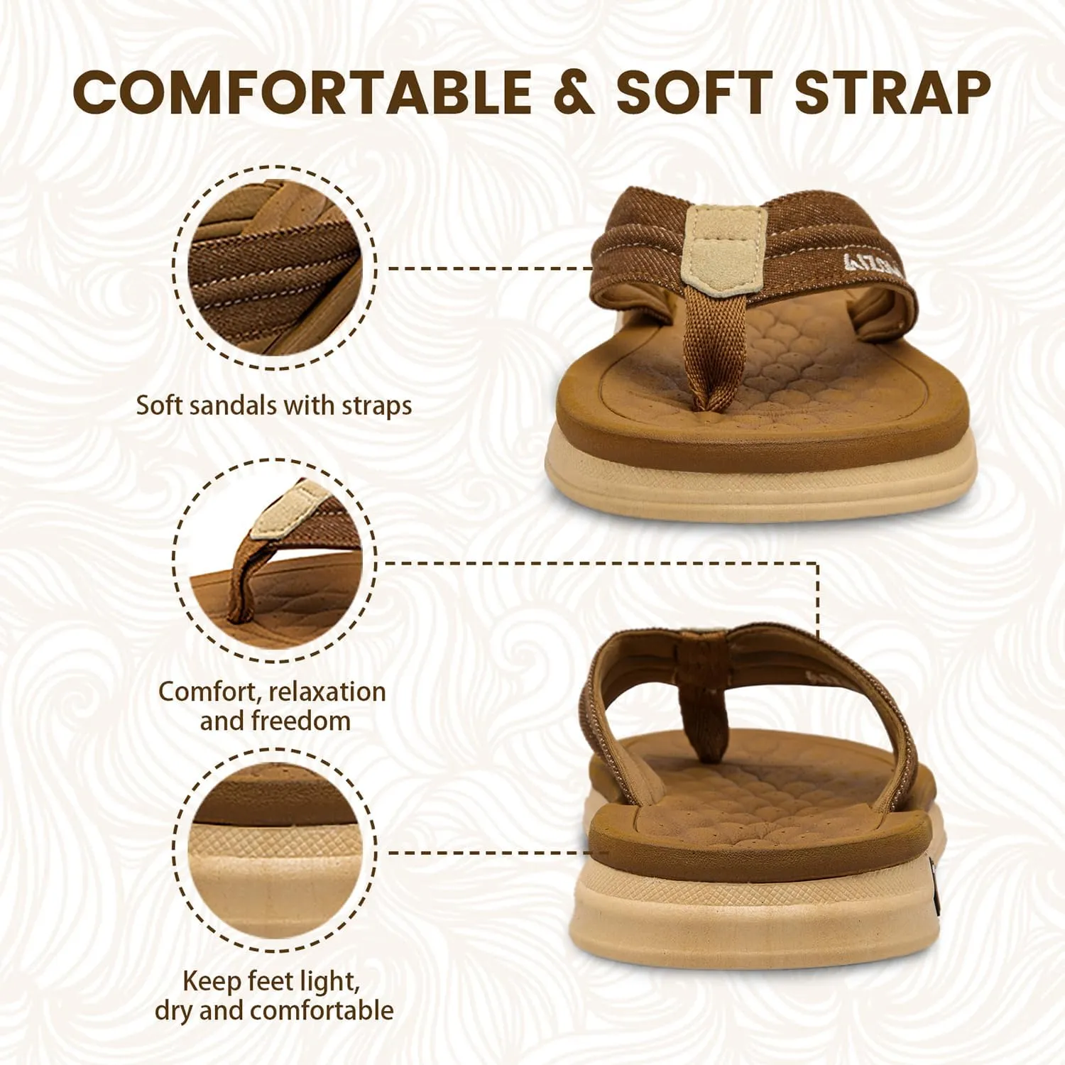 Men's Flip Flops Summer Beach Soft Comfort Thong Sandals Open-Toe Shoes Outdoor Water Resistant Lightweight Sandals