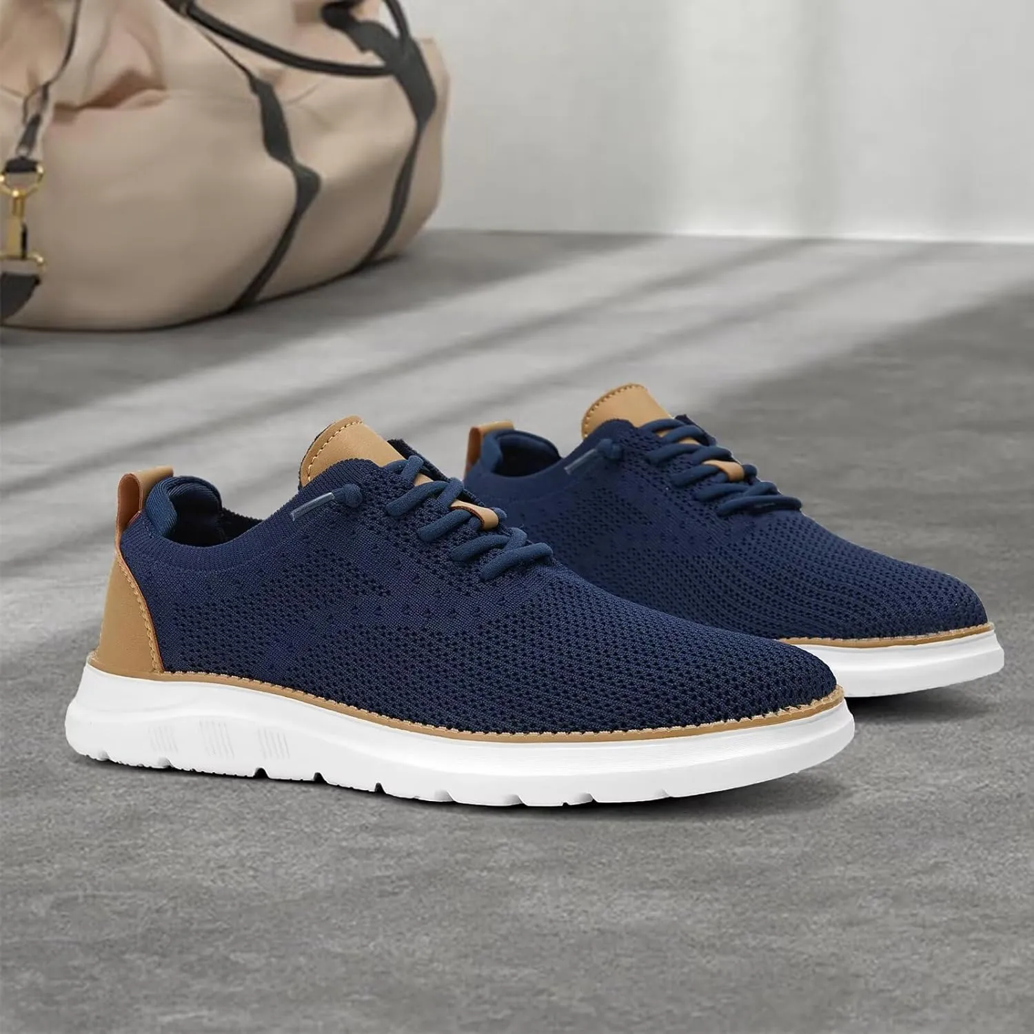 Men's Mesh Sneakers Oxfords Lace-Up Lightweight Casual Walking Shoes Driving Shoes