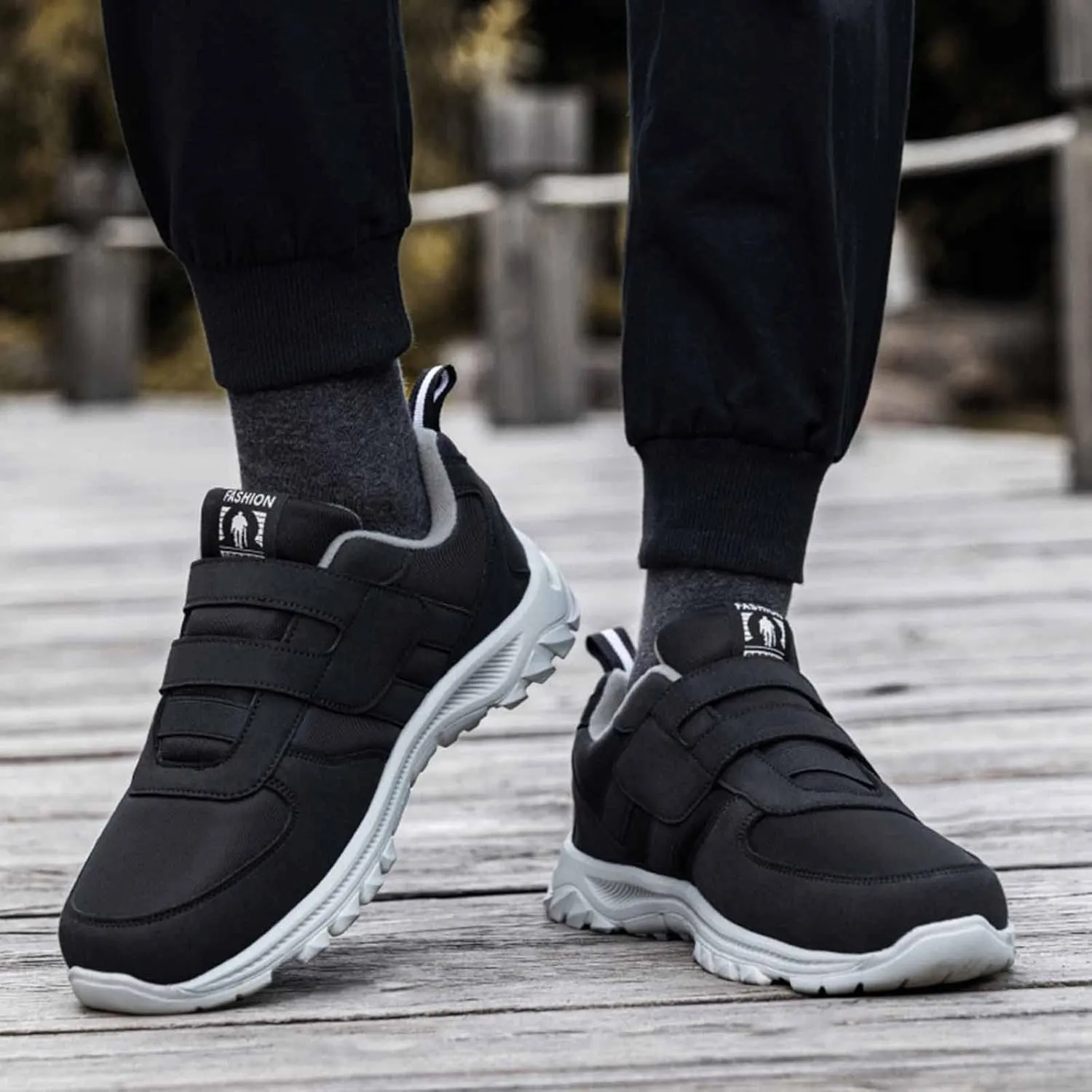 Mens Slip on Sneakers Comfortable Breathable Lightweight Casual Sneaker Orthopedic Walking Shoes Non Slip Hook Loop Walking Sport Shoes