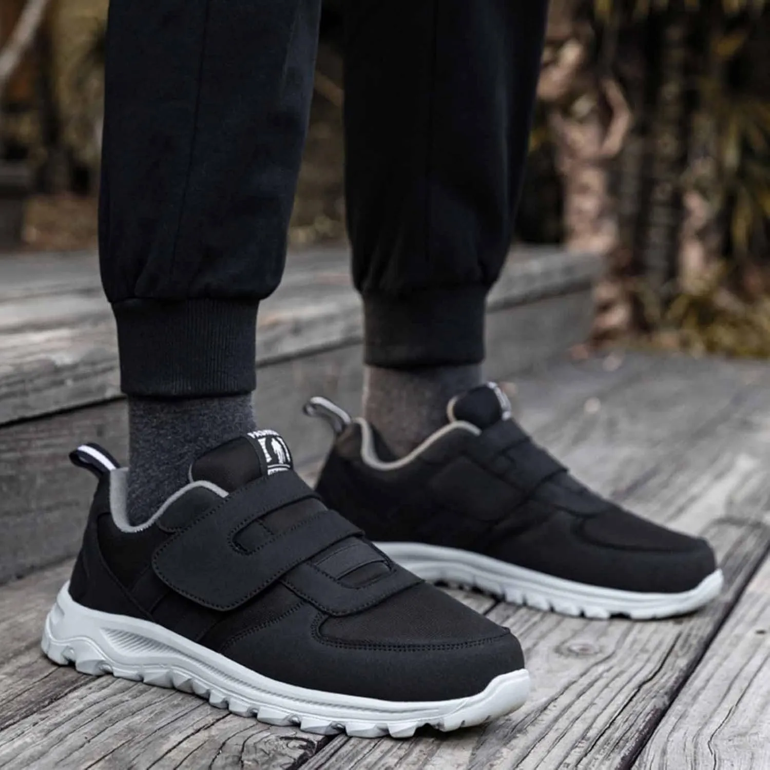 Mens Slip on Sneakers Comfortable Breathable Lightweight Casual Sneaker Orthopedic Walking Shoes Non Slip Hook Loop Walking Sport Shoes