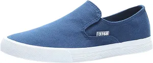 Mens Slip On Sneakers Comfortable Canvas Sneaker for Work, Running，Walking，Business Lightweight Breathable Non-Slip Walking Shoes