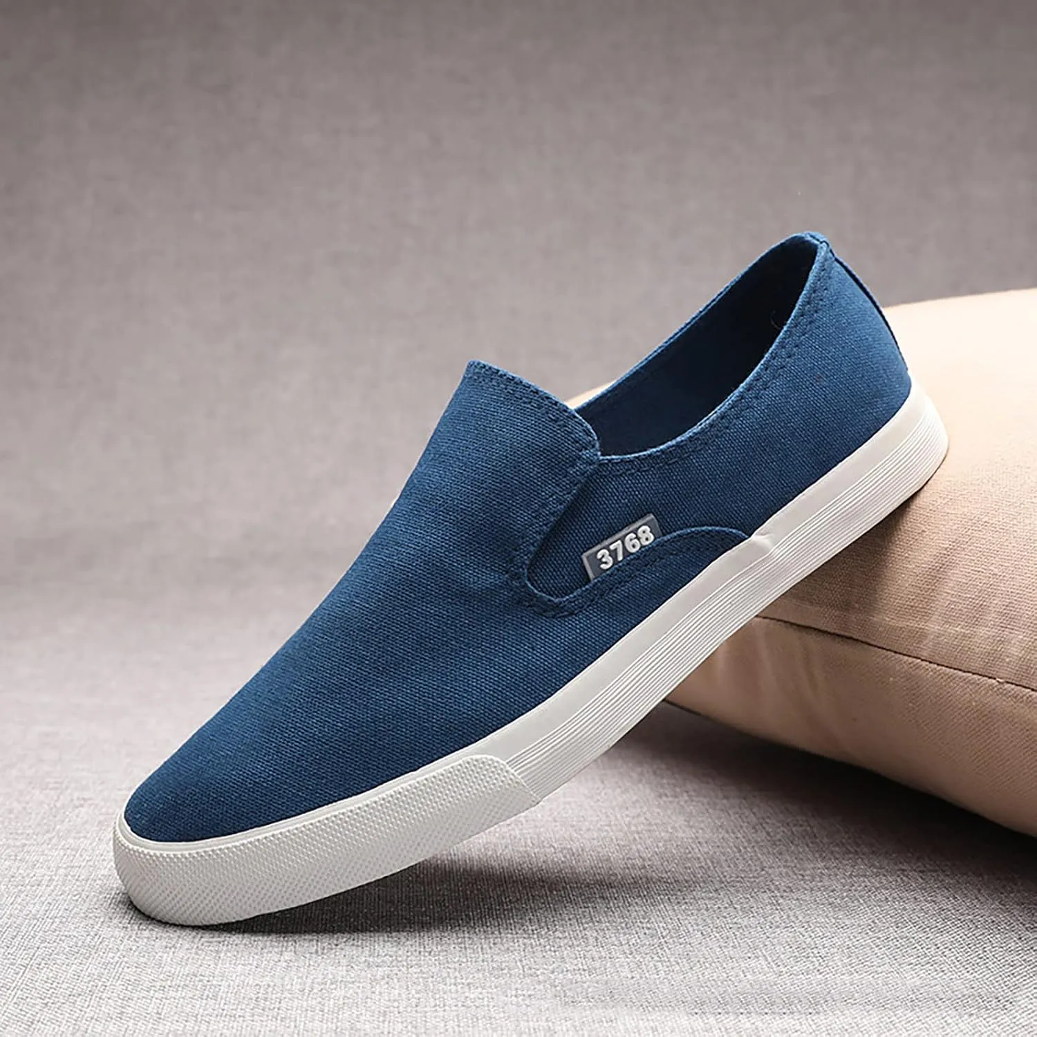 Mens Slip On Sneakers Comfortable Canvas Sneaker for Work, Running，Walking，Business Lightweight Breathable Non-Slip Walking Shoes