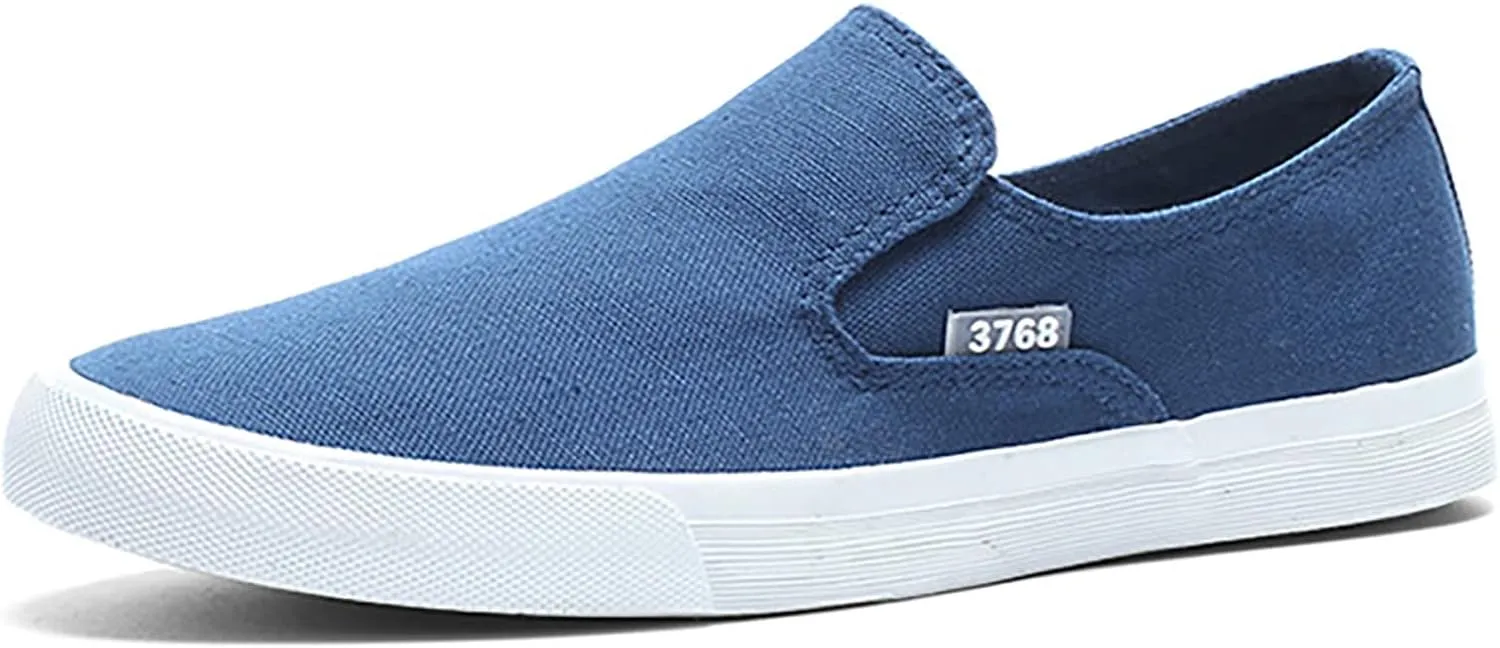 Mens Slip On Sneakers Comfortable Canvas Sneaker for Work, Running，Walking，Business Lightweight Breathable Non-Slip Walking Shoes