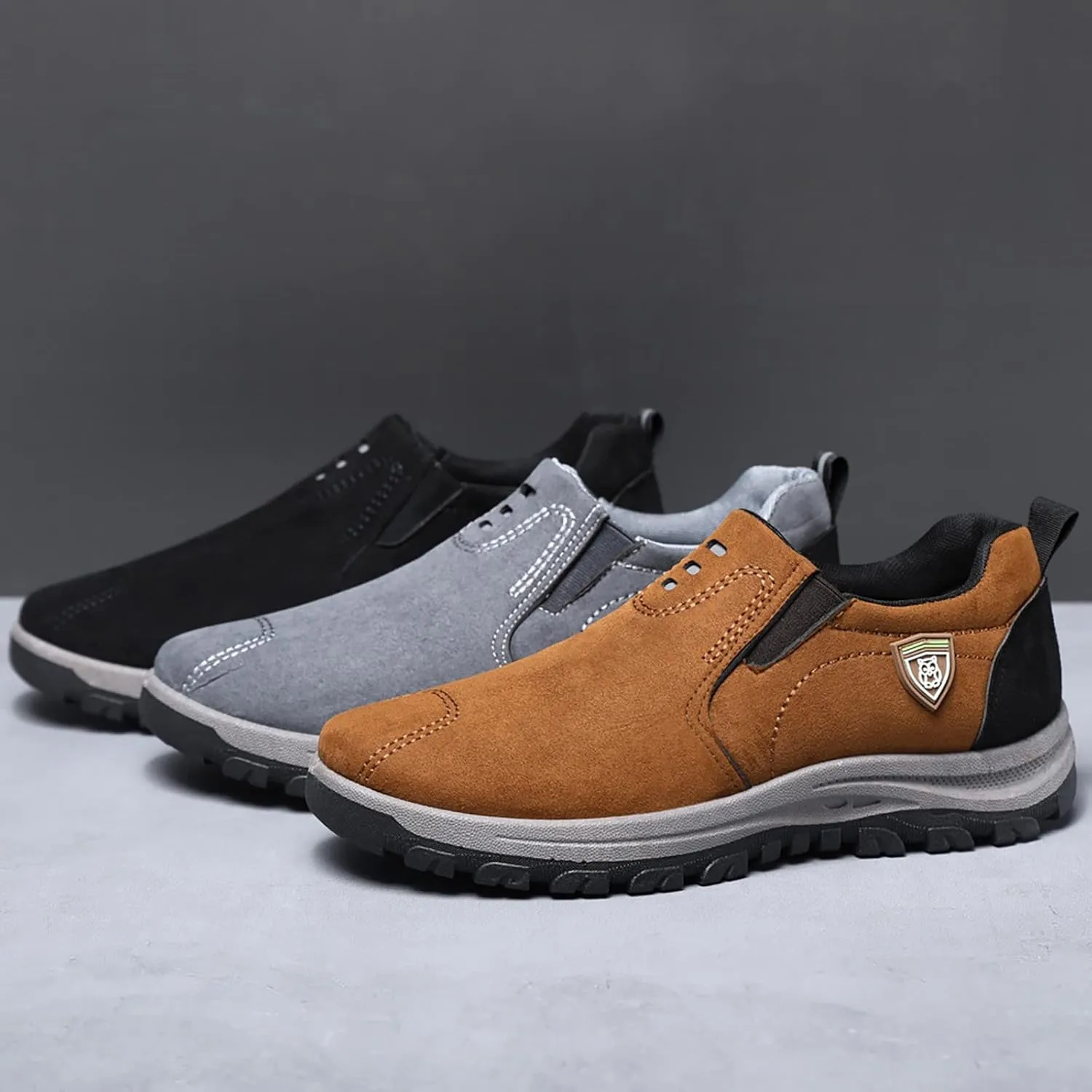 Mens Slip On Sneakers Suede Orthopedic Walking Shoes Comfortable Lightweight Breathable Running Shoes Non Slip Casual High Top Sneaker