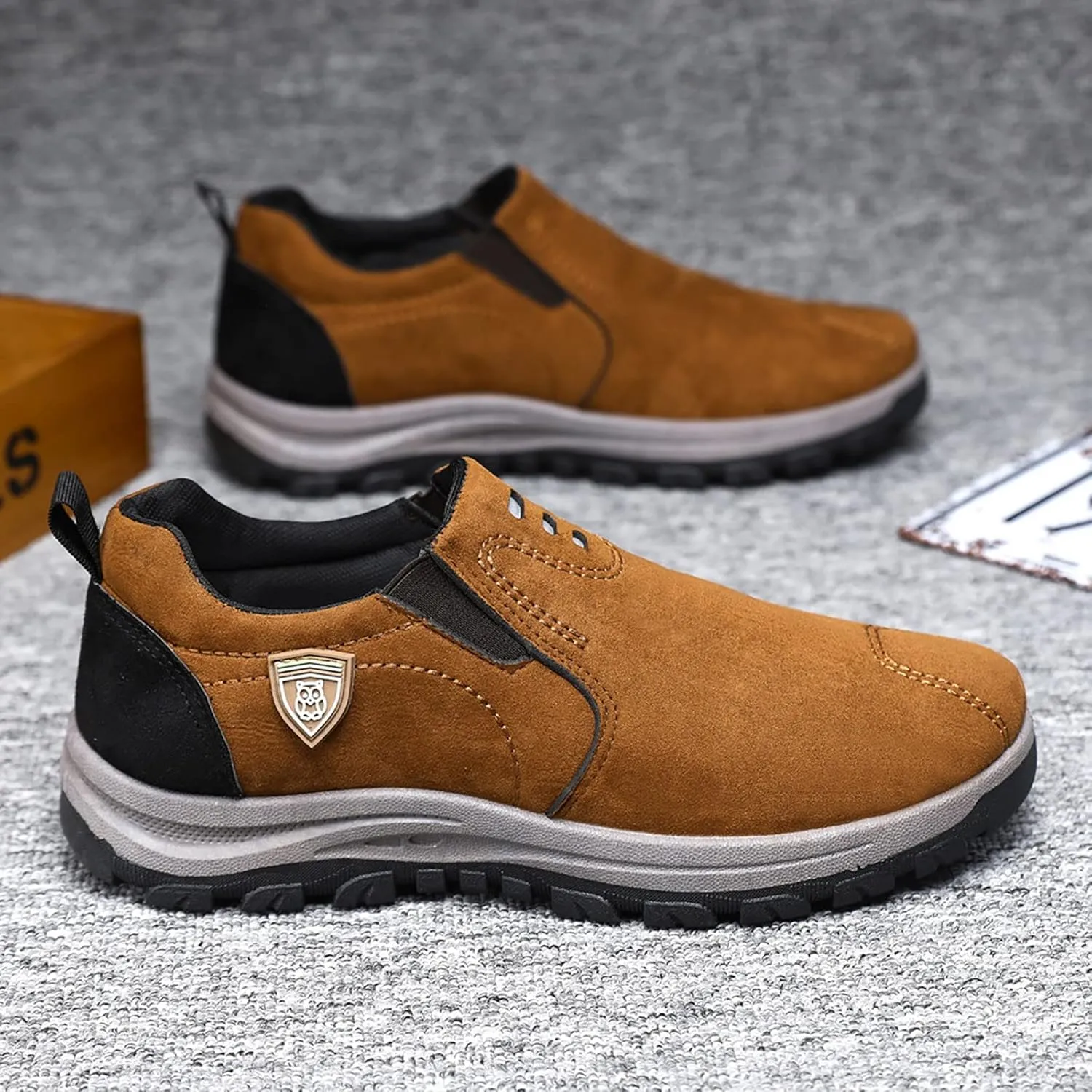 Mens Slip On Sneakers Suede Orthopedic Walking Shoes Comfortable Lightweight Breathable Running Shoes Non Slip Casual High Top Sneaker