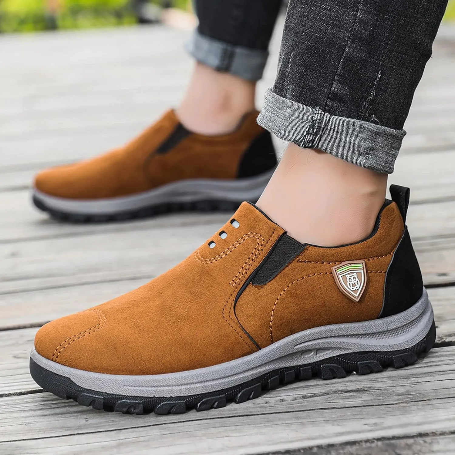 Mens Slip On Sneakers Suede Orthopedic Walking Shoes Comfortable Lightweight Breathable Running Shoes Non Slip Casual High Top Sneaker