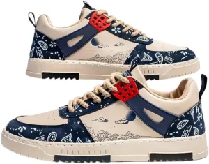 Mens Sneakers Outdoor Casual Board Shoes Fashion PU Breathable Running Shoes Lace Up Youth Model