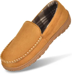 MIXIN Mens Slippers Moccasins Slippers for Men House Shoes with Warm and Cozy Memory Foam Hard Sole Men's Indoor Outdoor Slippers