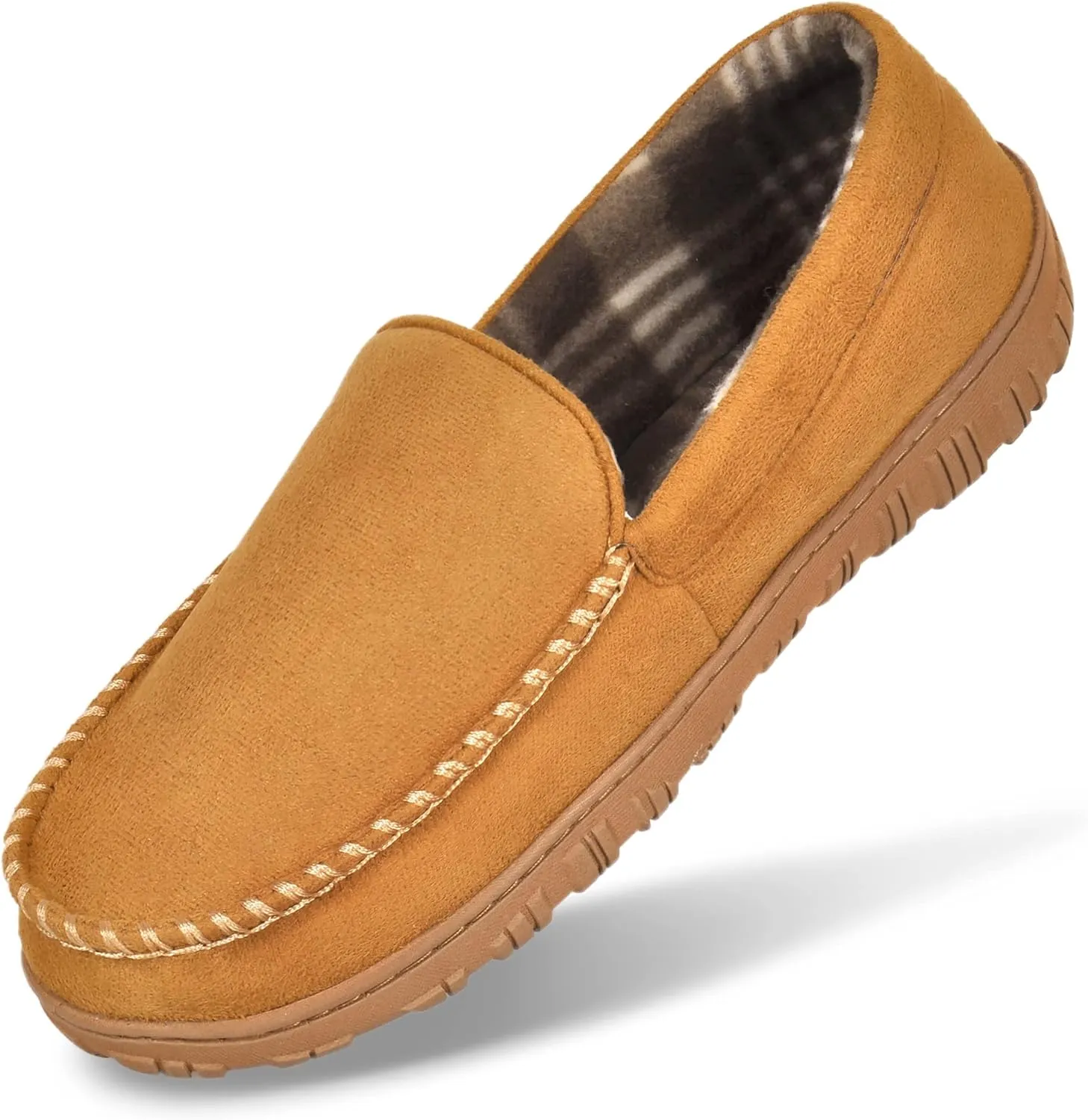 MIXIN Mens Slippers Moccasins Slippers for Men House Shoes with Warm and Cozy Memory Foam Hard Sole Men's Indoor Outdoor Slippers