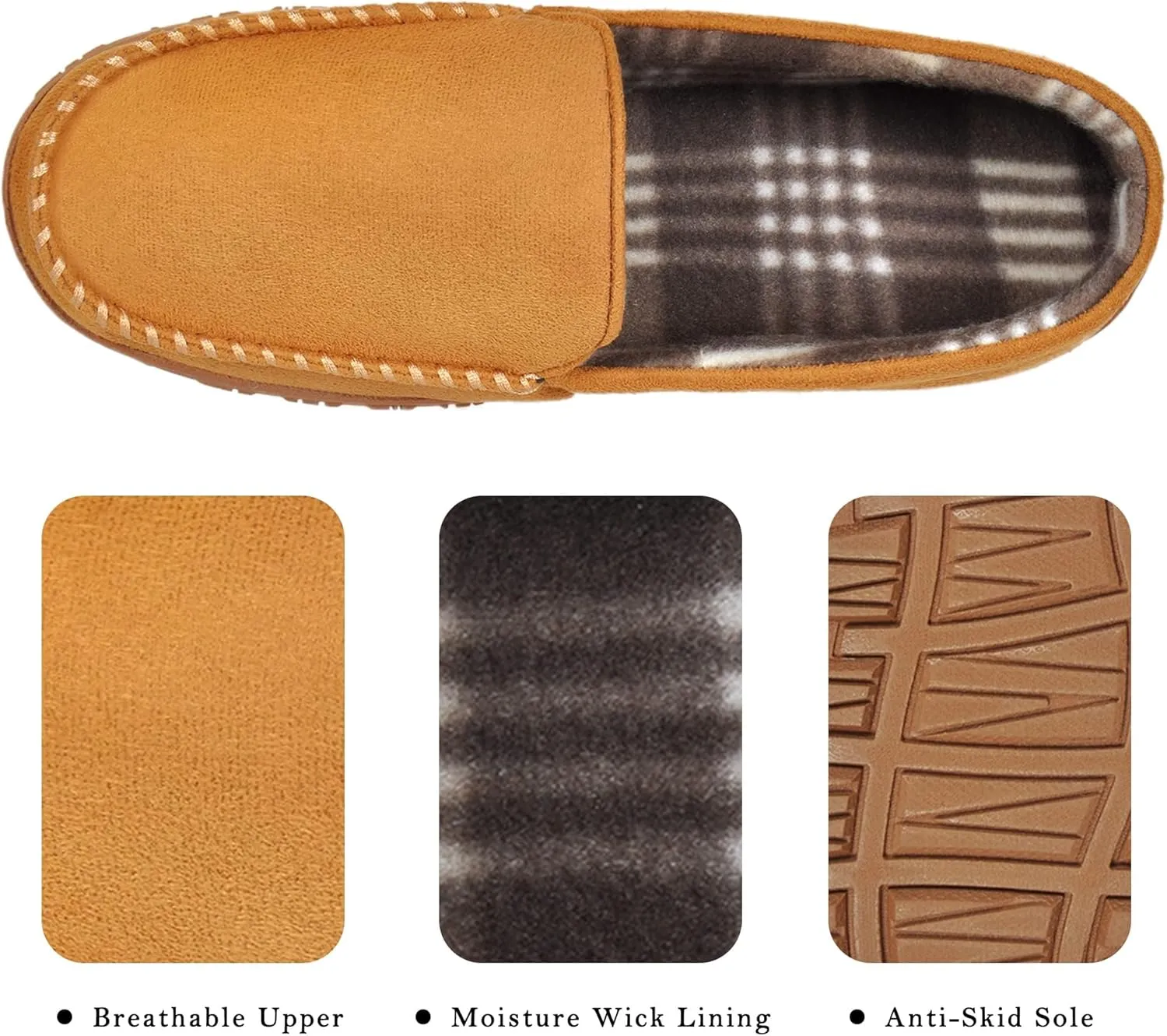 MIXIN Mens Slippers Moccasins Slippers for Men House Shoes with Warm and Cozy Memory Foam Hard Sole Men's Indoor Outdoor Slippers